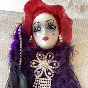 Handmade artisan stylish lady pin, brooch (3" x  8")